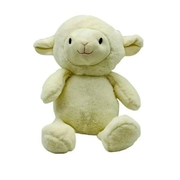 Kellytoy White Lamb Rattle Plush Crinkle Ears Cream Stuffed Animal Easter 11” - Picture 1 of 10